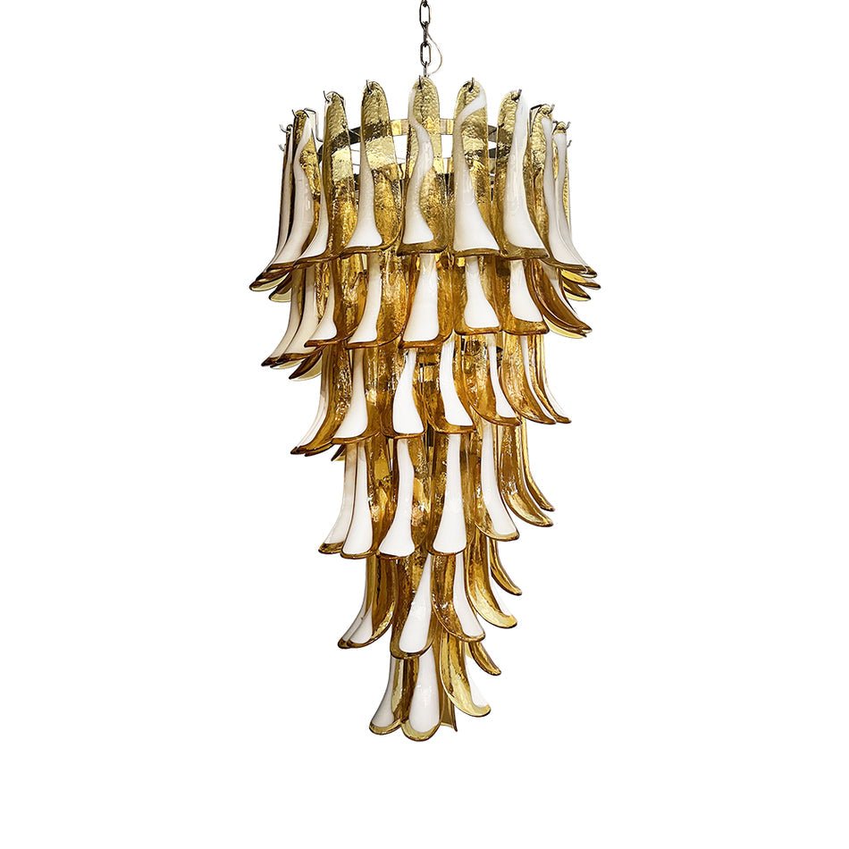 Glass Amber Petals Spiral Chandelier