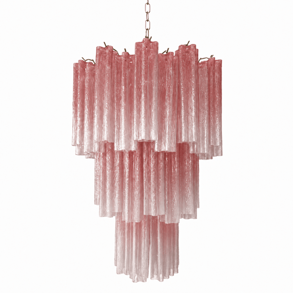 Pink Glass Tubes Chandelier
