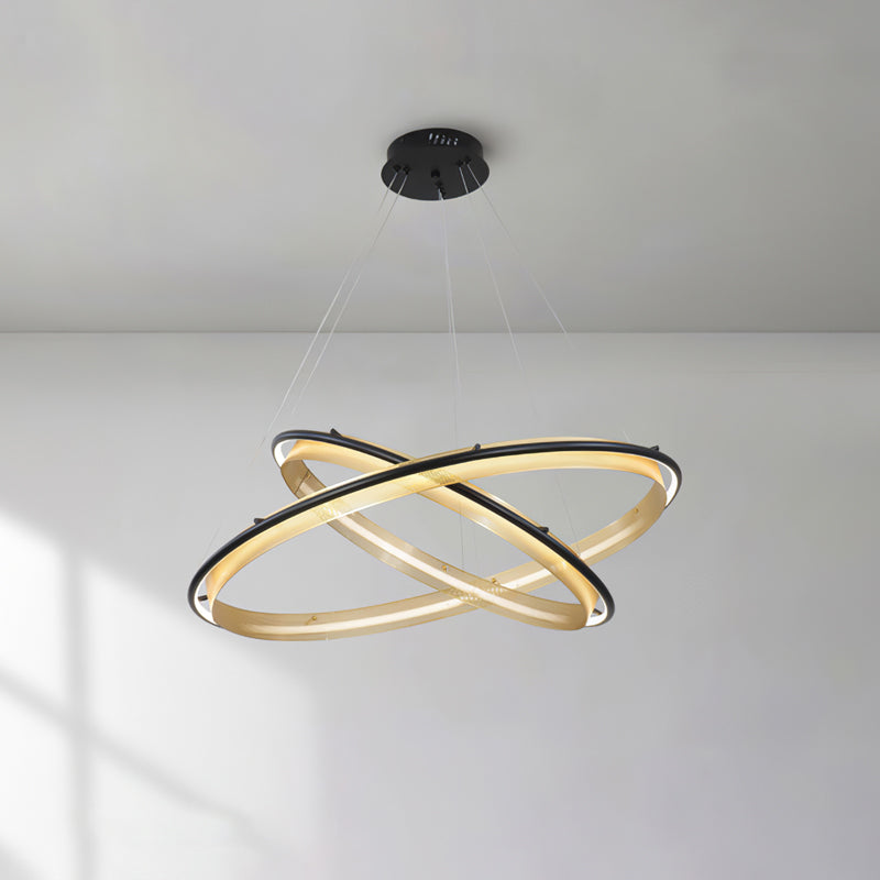 2 Tiers: ∅ 31.5″ + ∅ 39.4″ / Black & Gold / Warm Light