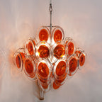 Orange Transparent Glass Disc Chandelier