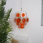 Orange Transparent Glass Disc Chandelier