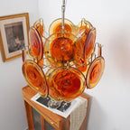 Orange Transparent Glass Disc Chandelier