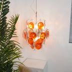 Orange Transparent Glass Disc Chandelier