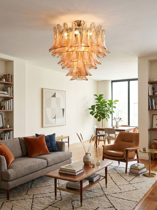 Amber Petal Glass Ceiling Lamp