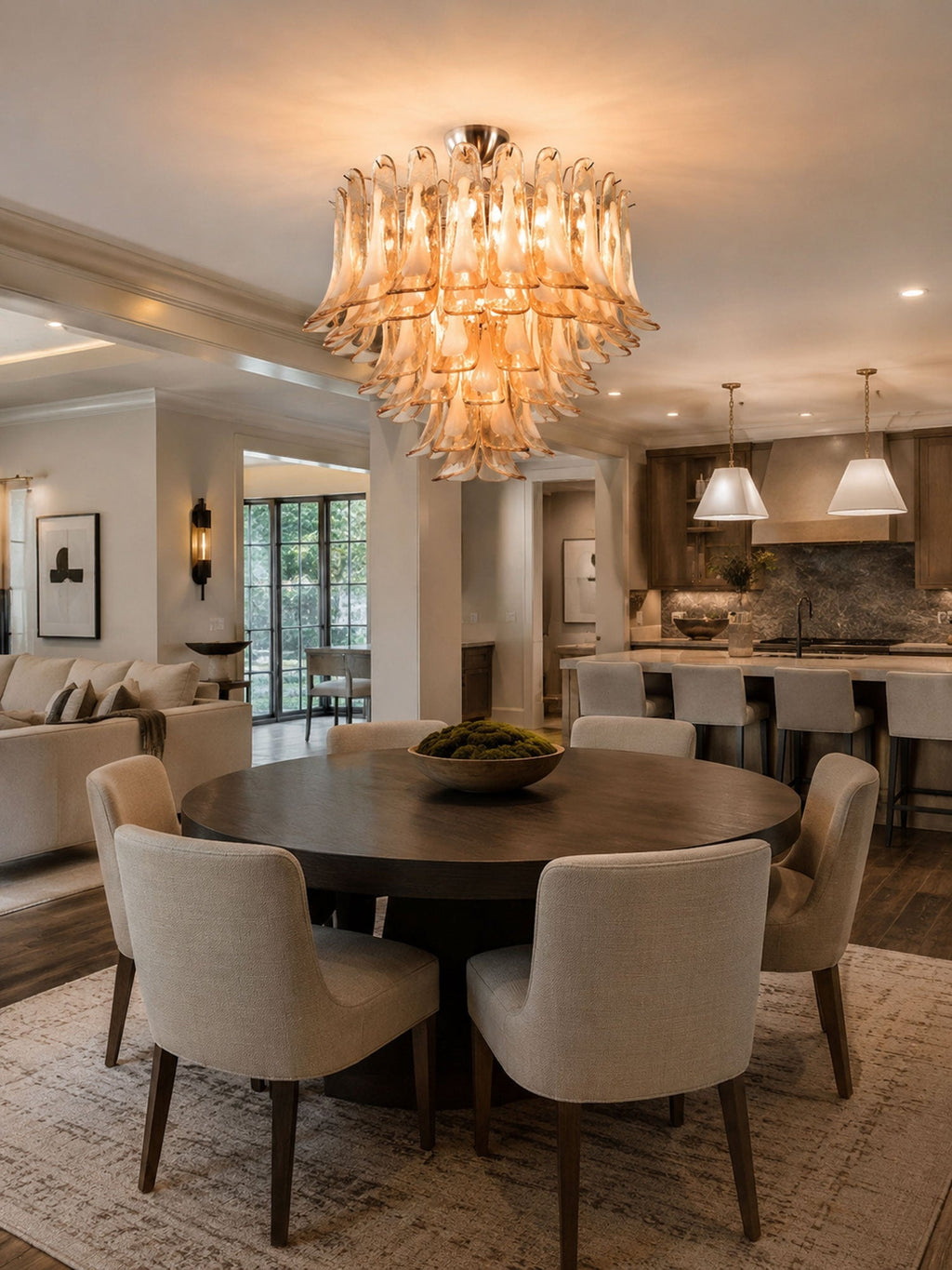 Amber Petal Glass Ceiling Lamp