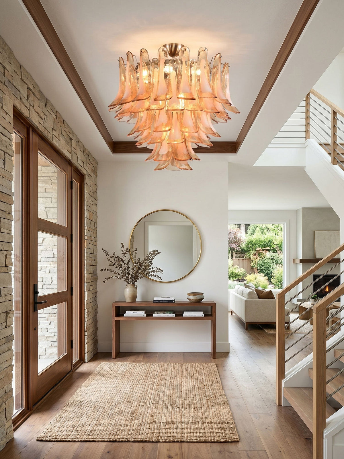 Amber Petal Glass Ceiling Lamp