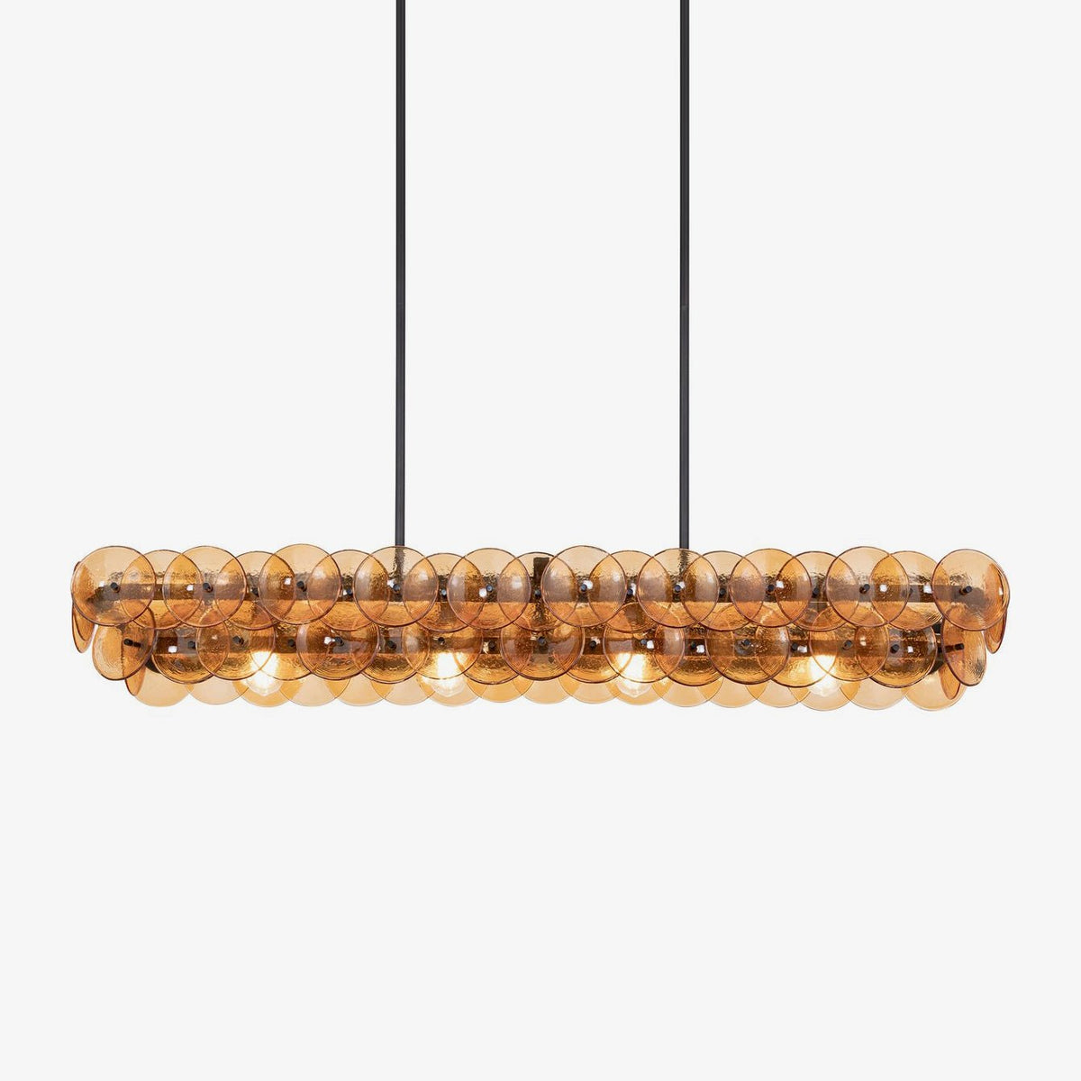 Pressed Glass Disc Linear Chandelier