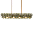 Pressed Glass Disc Linear Chandelier