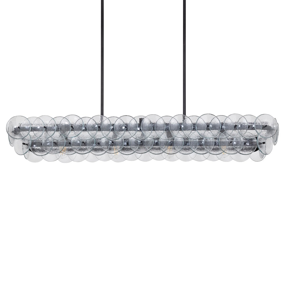 Pressed Glass Disc Linear Chandelier