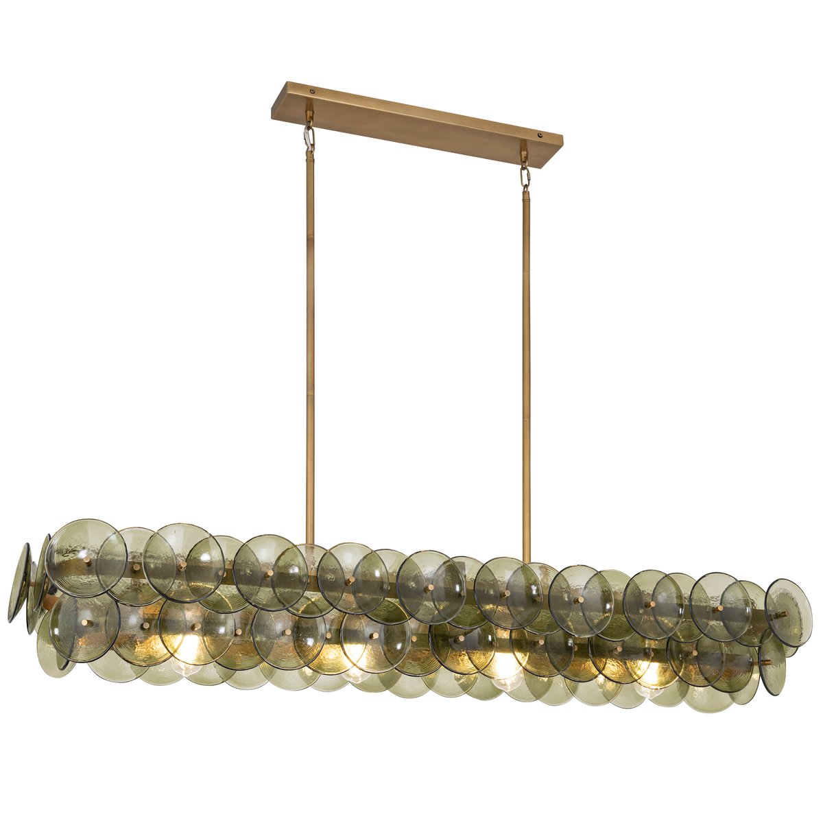 Pressed Glass Disc Linear Chandelier