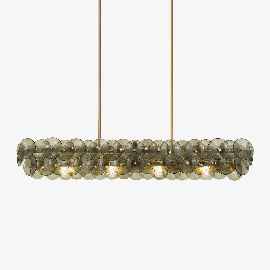 Pressed Glass Disc Linear Chandelier