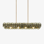 Pressed Glass Disc Linear Chandelier