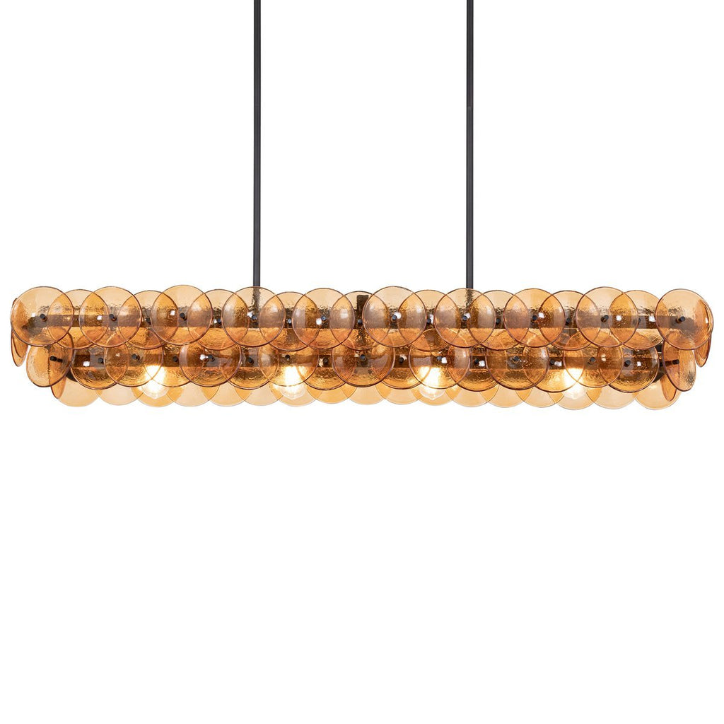 Pressed Glass Disc Linear Chandelier