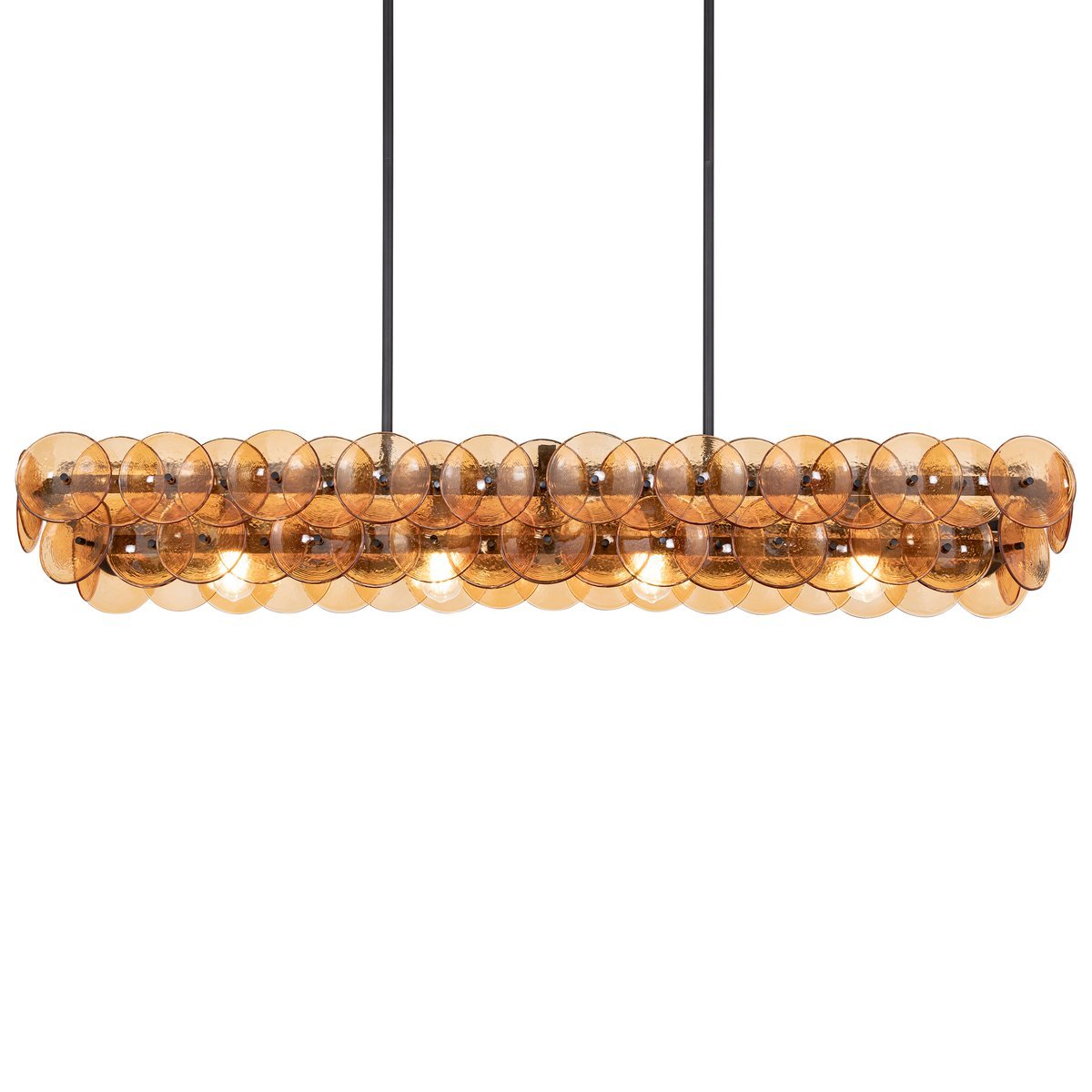 Pressed Glass Disc Linear Chandelier