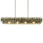 Pressed Glass Disc Linear Chandelier