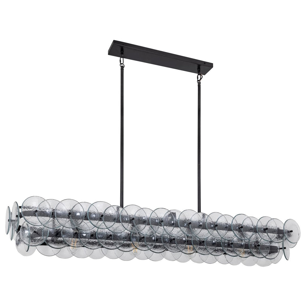 Pressed Glass Disc Linear Chandelier