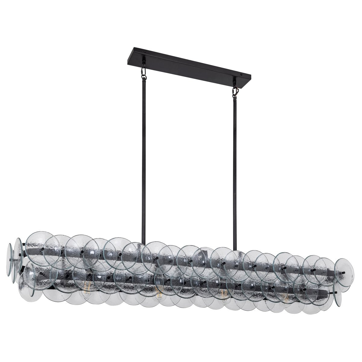 Pressed Glass Disc Linear Chandelier