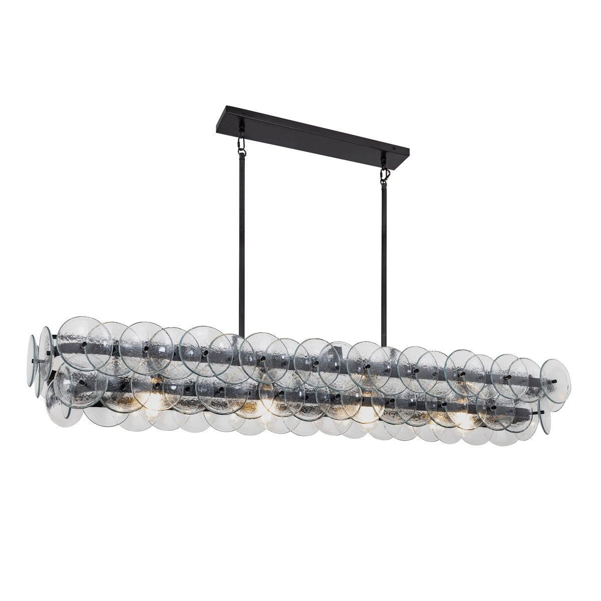 Pressed Glass Disc Linear Chandelier