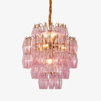 Pink Glass Prism Chandelier