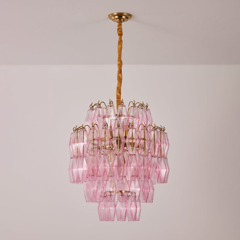 Pink Glass Prism Chandelier