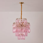 Pink Glass Prism Chandelier