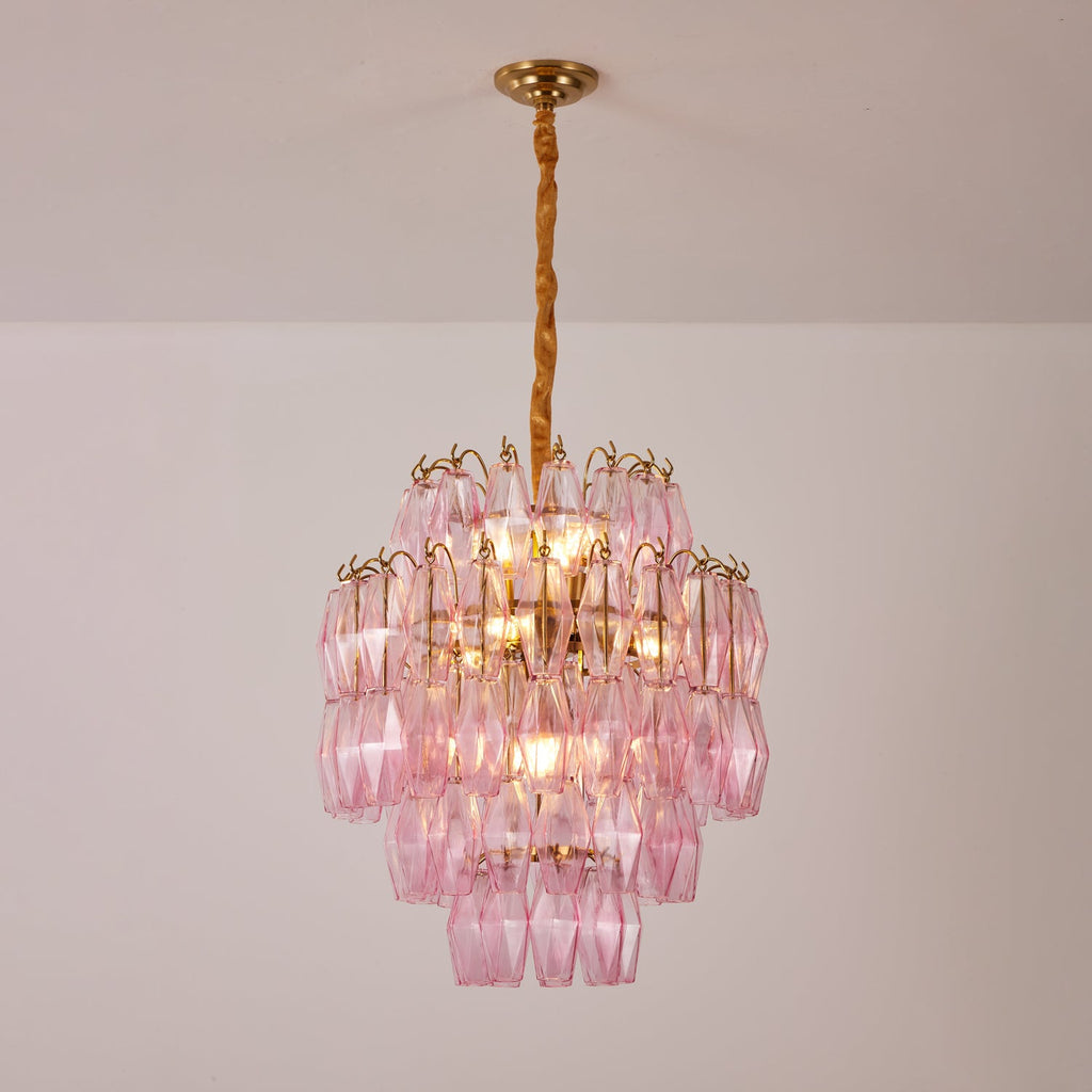 Pink Glass Prism Chandelier