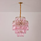 Pink Glass Prism Chandelier