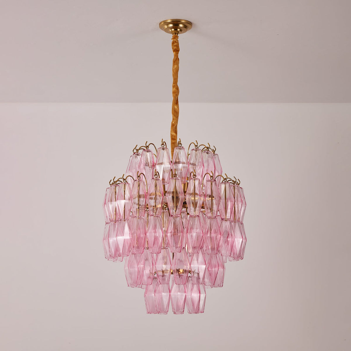 Pink Glass Prism Chandelier