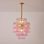 Pink Glass Prism Chandelier