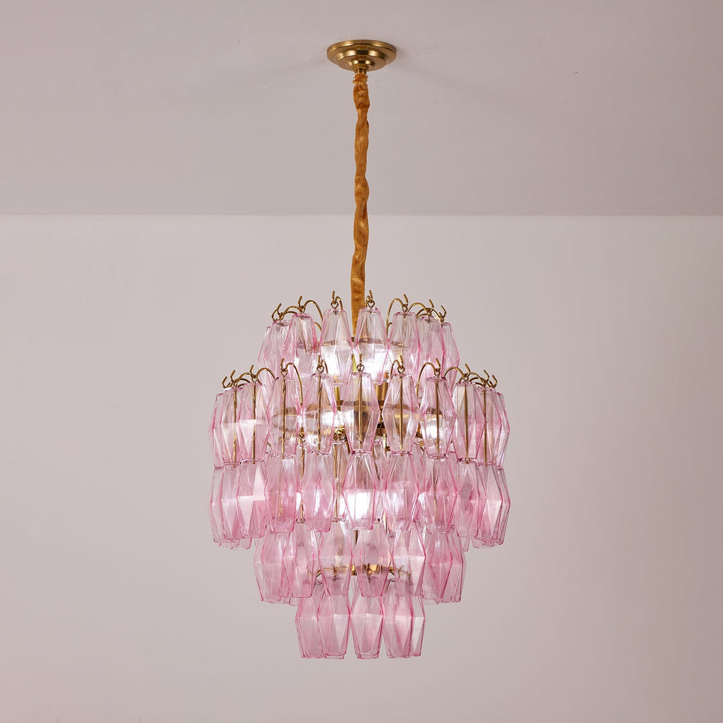 Pink Glass Prism Chandelier