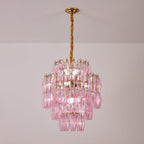 Pink Glass Prism Chandelier