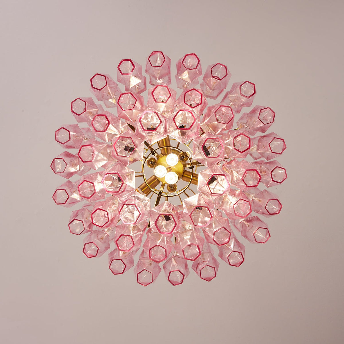 Pink Glass Prism Chandelier