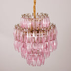 Pink Glass Prism Chandelier