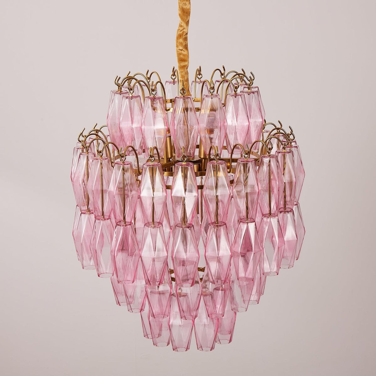 Pink Glass Prism Chandelier