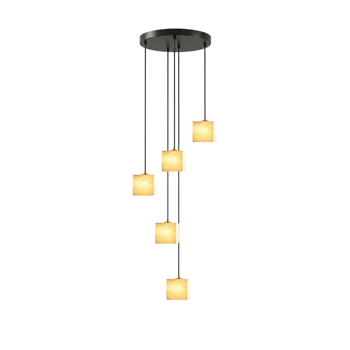 Square Alabaster Staircase Chandelier