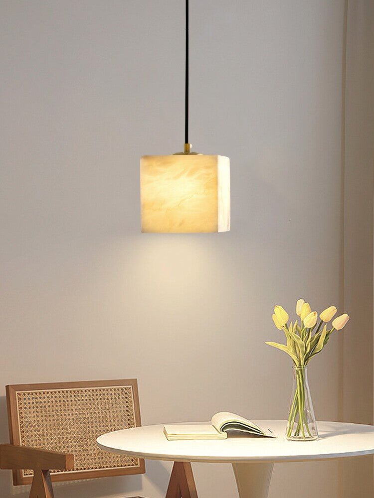 Square Alabaster Staircase Chandelier