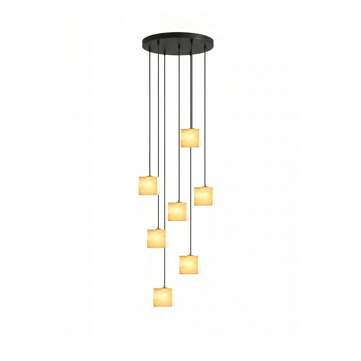 Square Alabaster Staircase Chandelier