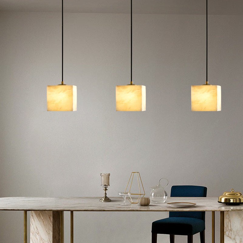 Square Alabaster Staircase Chandelier