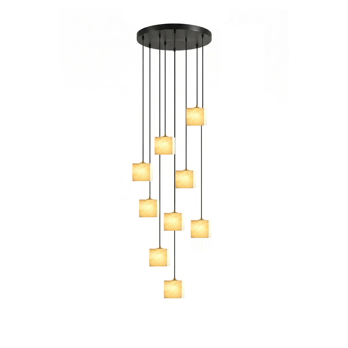 Square Alabaster Staircase Chandelier