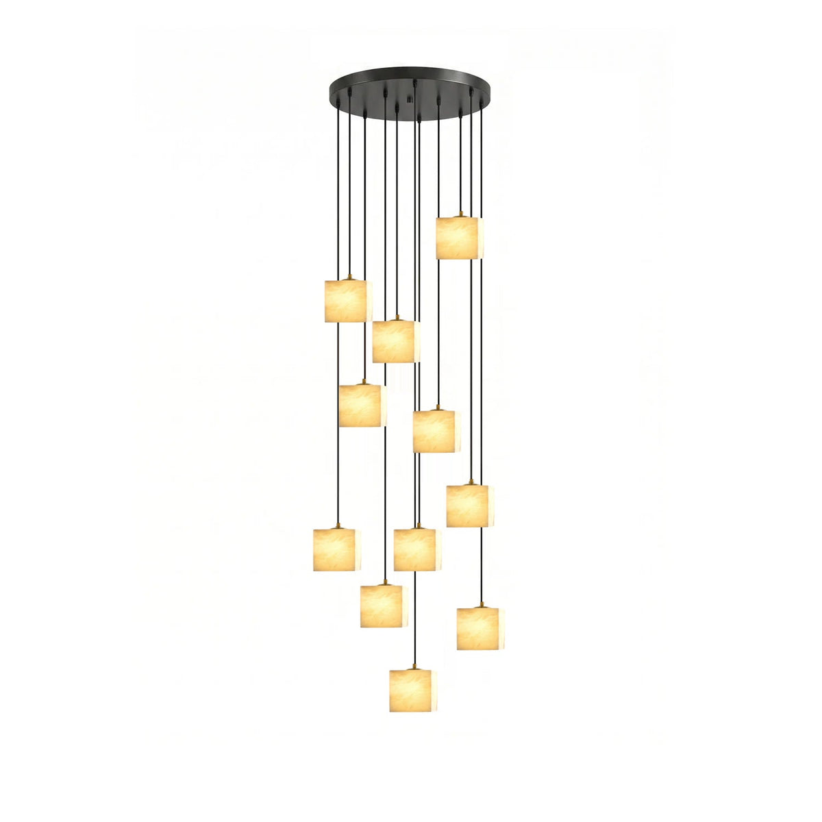 Square Alabaster Staircase Chandelier