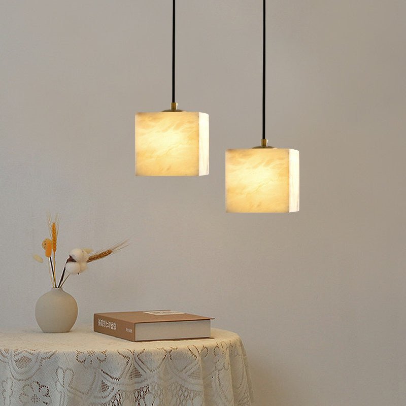 Square Alabaster Staircase Chandelier