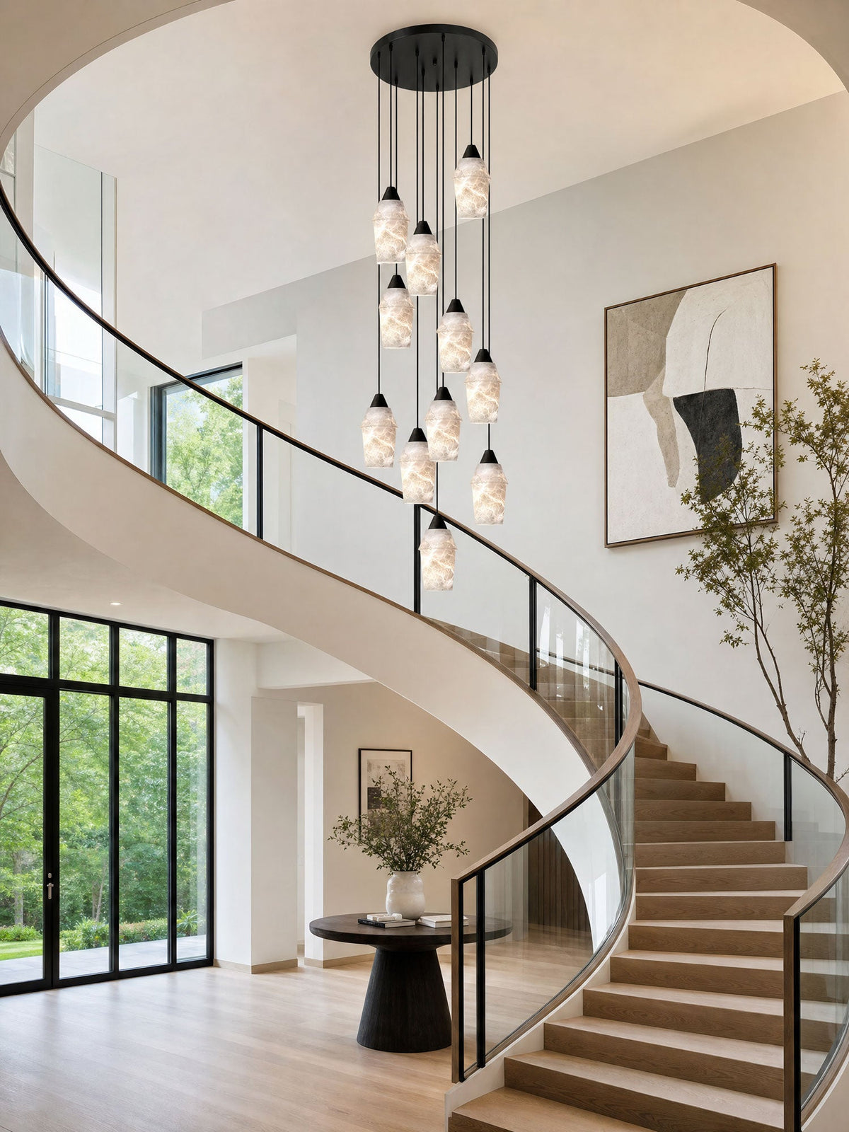 Spindle Alabaster Cluster Chandelier
