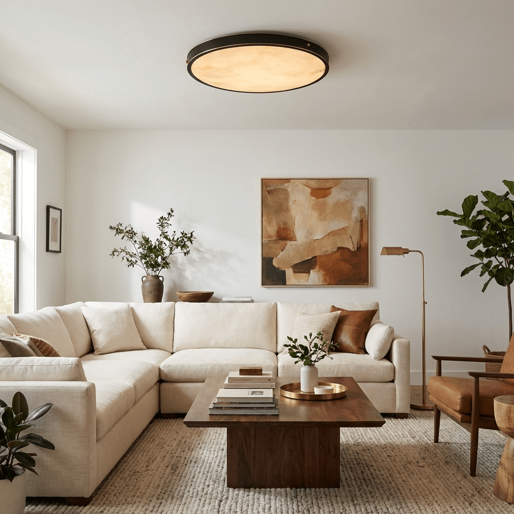 Aureon Alabaster Round Ceiling Lamp