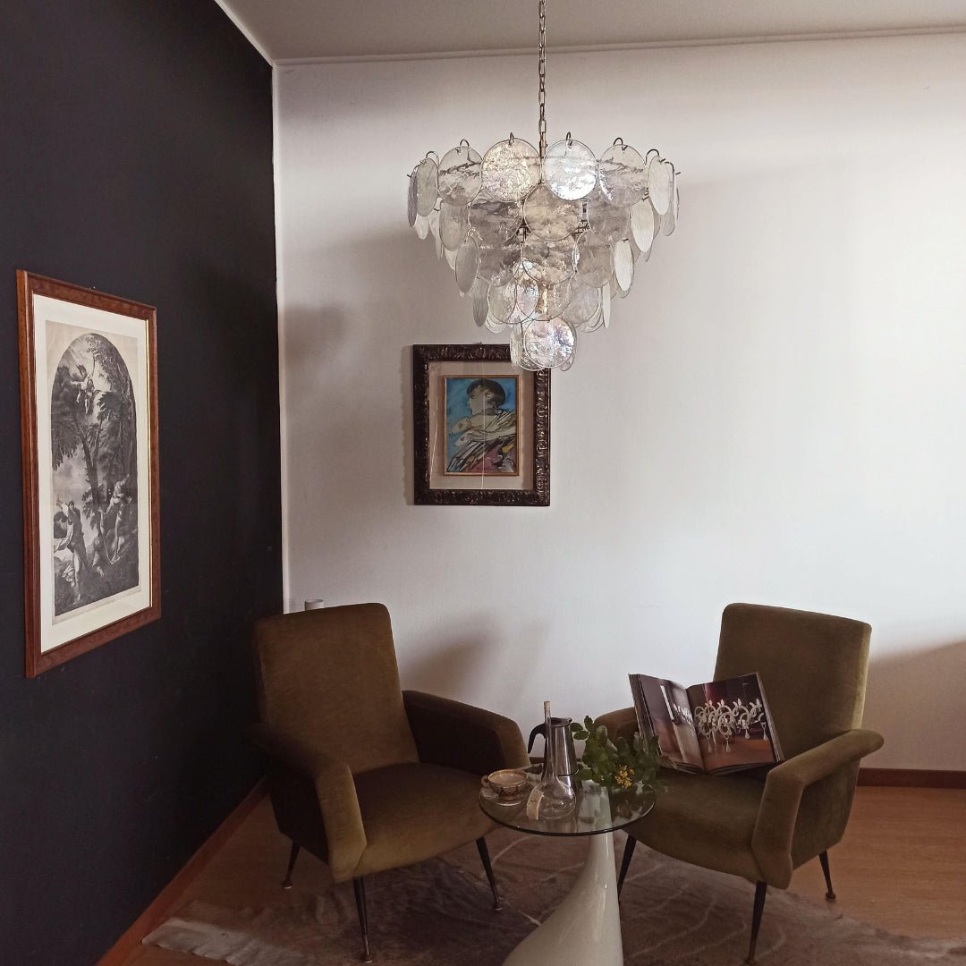 Glass Disc Iridescent Chandelier