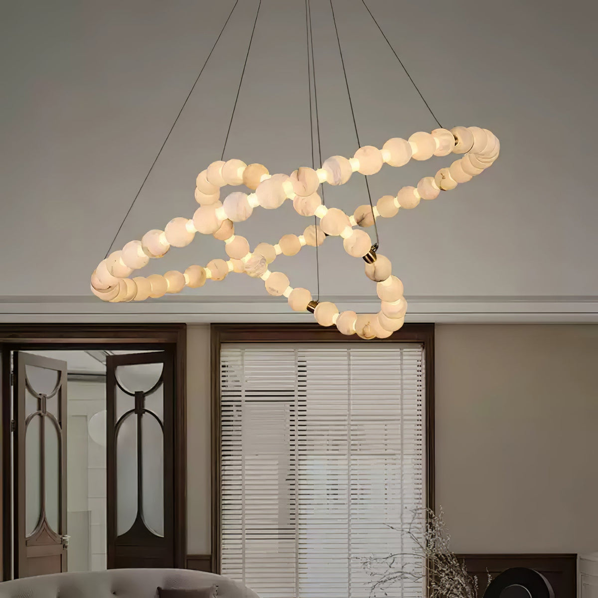 Alabaster Orb Ring Chandelier