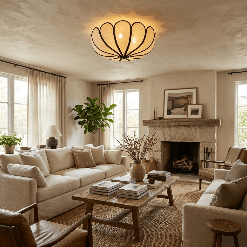 Aurelia Natural Fiber Petal Ceiling Light