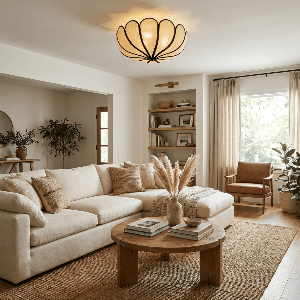 Aurelia Natural Fiber Petal Ceiling Light