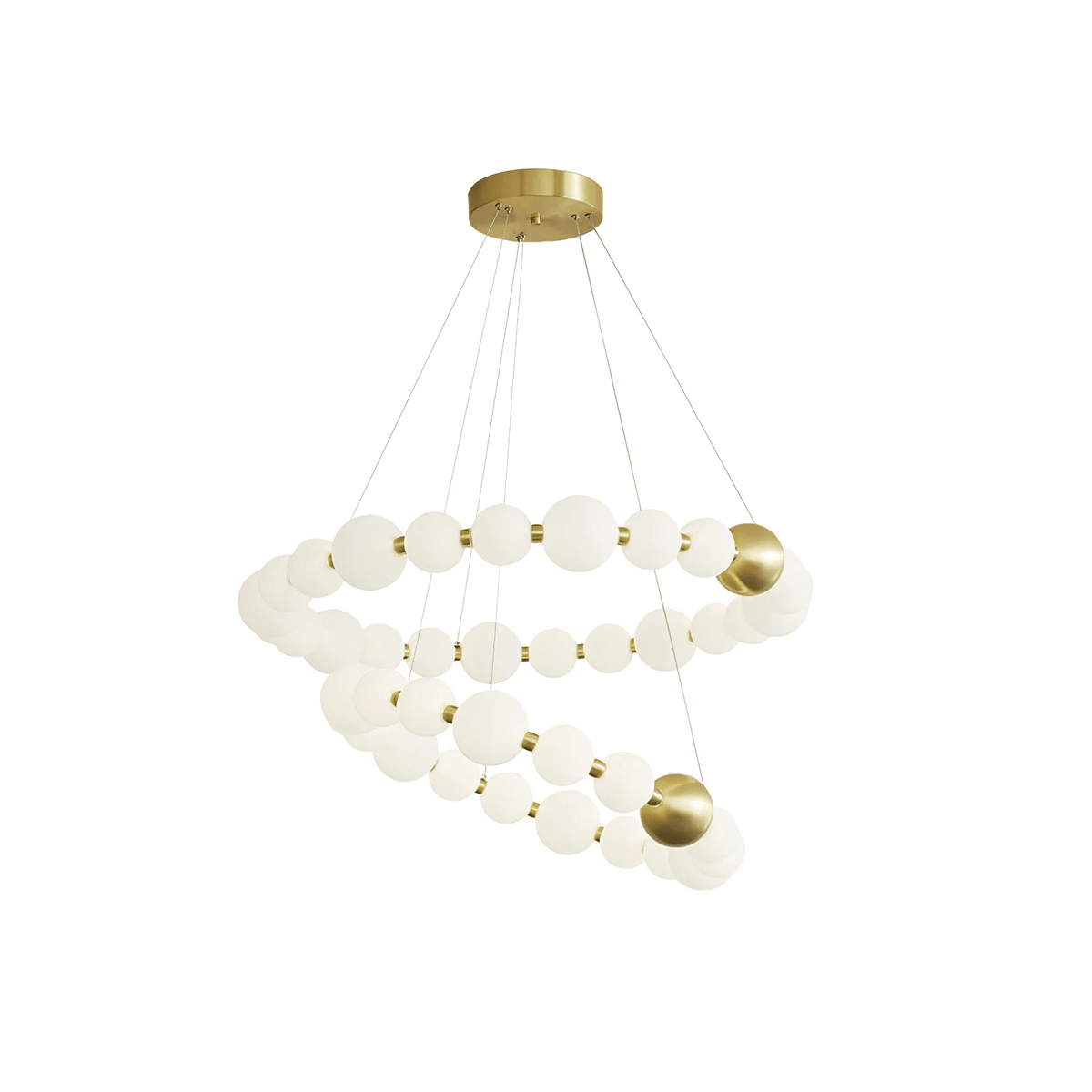 Model C ∅ 16.5″ + 24.4″ x H 15.7″ / Brass & White / Warm Light