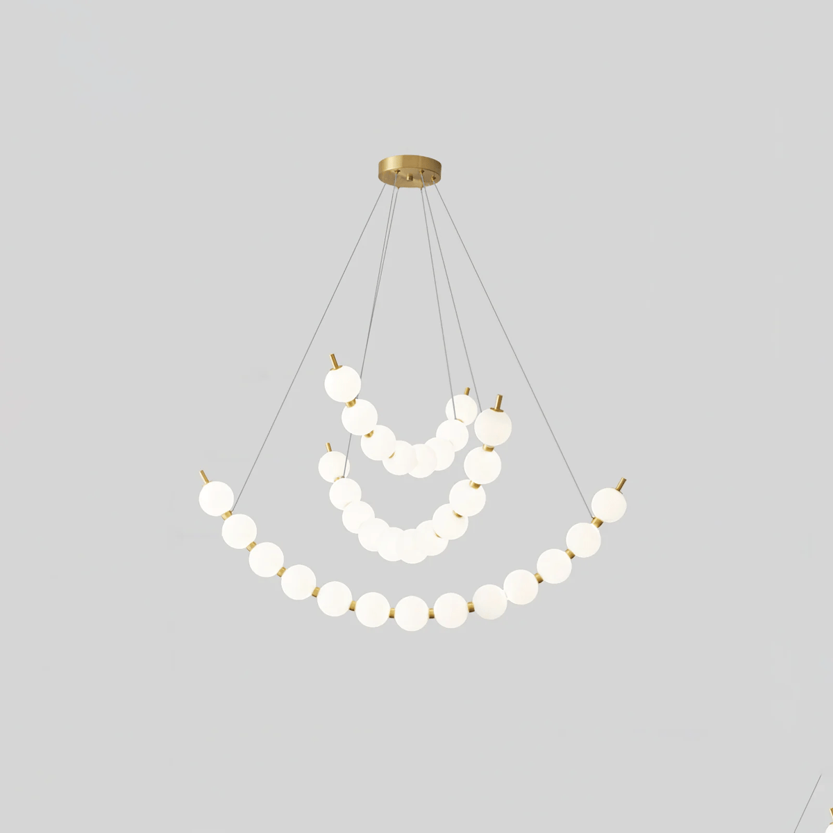 Model J ∅ 15.7″ + 23.6″ + 31.5″ x H 23.6″ / Brass & White / Warm Light
