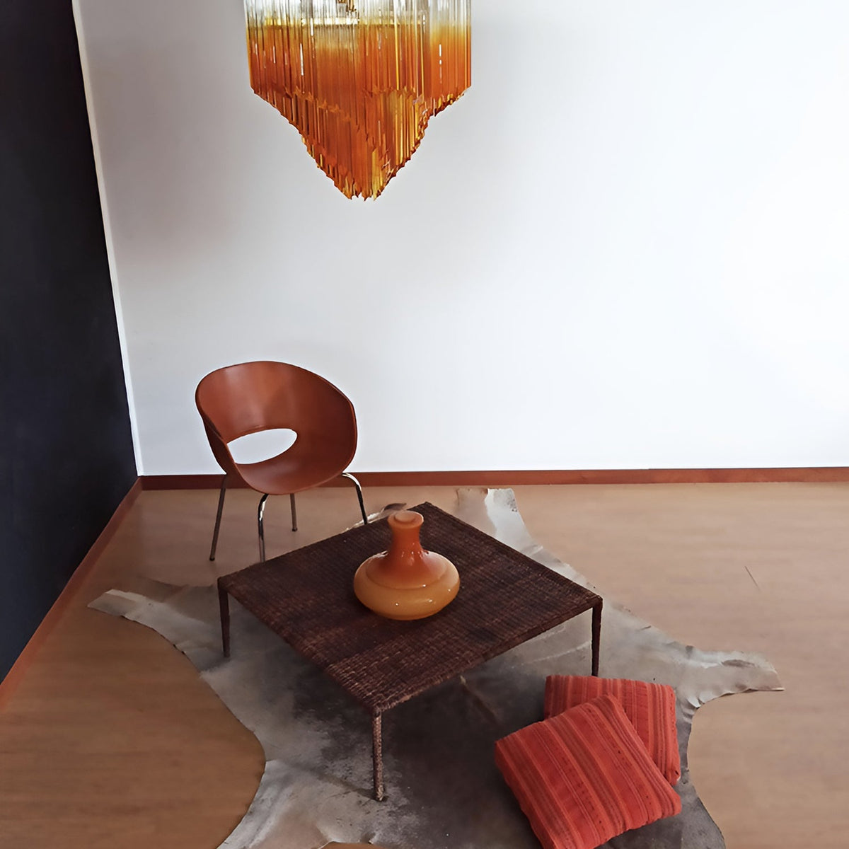 Glass Pink Prism Chandelier